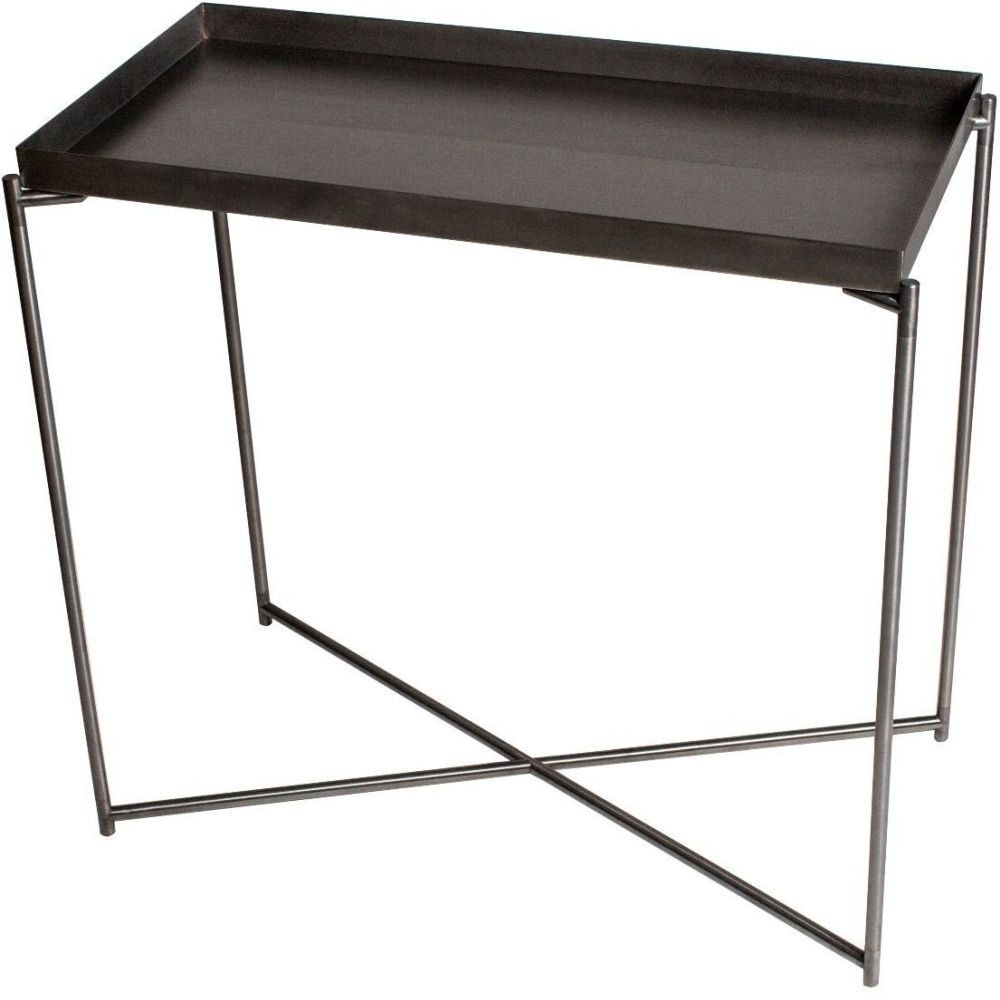 Gillmore Space Iris Gun Metal Tray Top And Frame Small Console Table