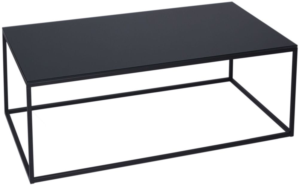 Gillmore Space Kensal Black Glass And Black Rectangular Coffee Table