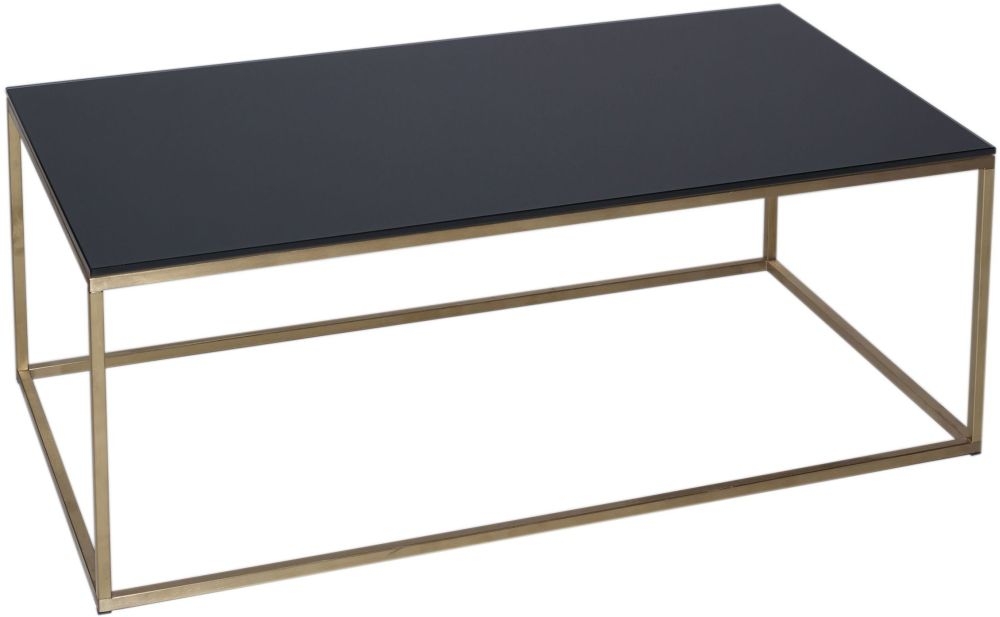 Gillmore Space Kensal Black Glass And Brass Rectangular Coffee Table