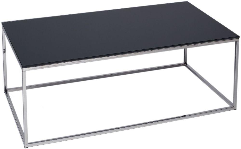 Gillmore Space Kensal Black Glass And Stainless Steel Rectangular Coffee Table