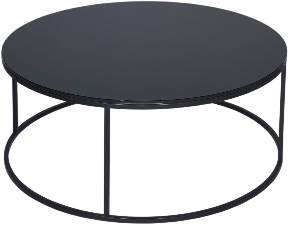 Gillmore Space Kensal Black Glass And Black Round Coffee Table