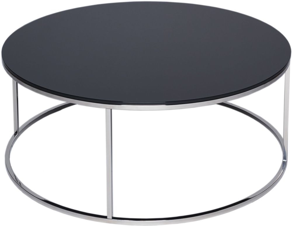 Gillmore Space Kensal Black Glass And Stainless Steel Round Coffee Table
