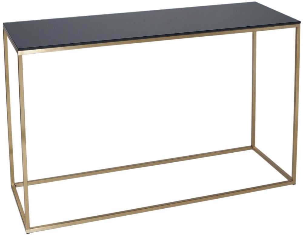 Gillmore Space Kensal Black Glass And Brass Console Table
