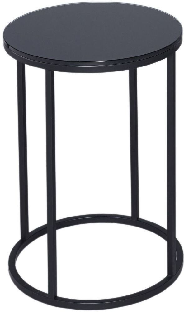 Gillmore Space Kensal Black Glass And Black Round Side Table