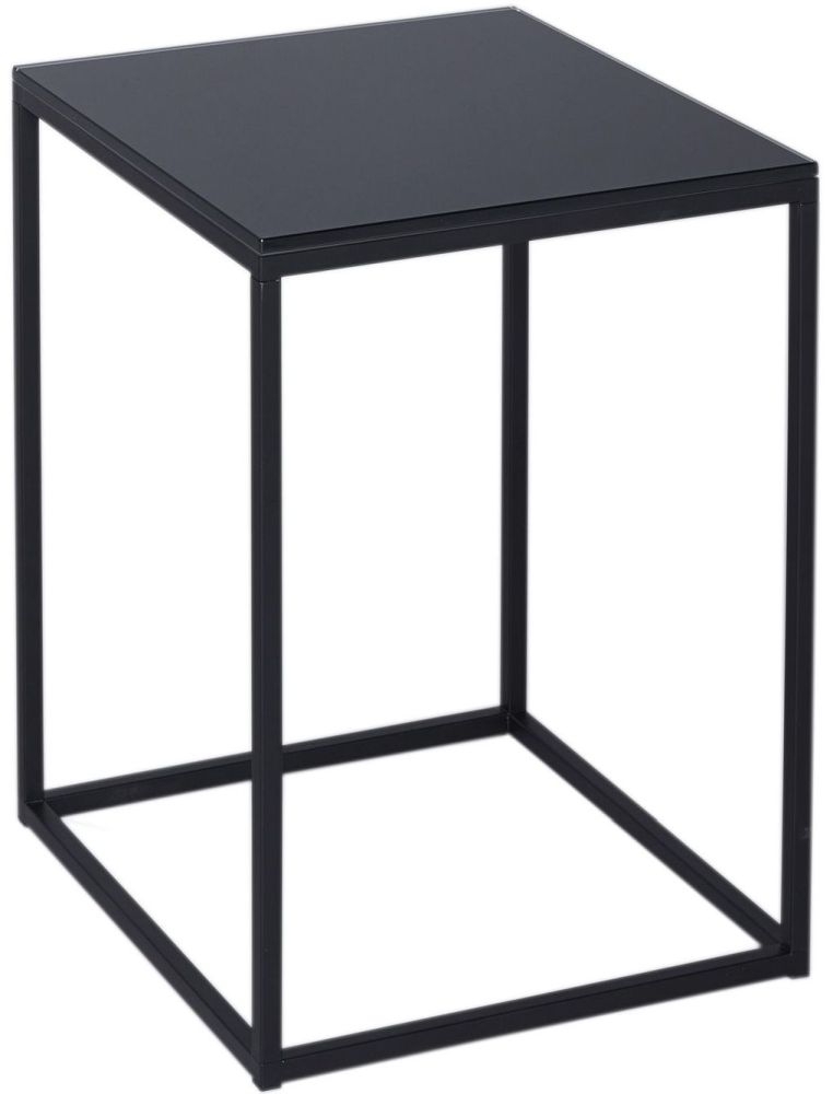 Gillmore Space Kensal Black Glass And Black Square Side Table
