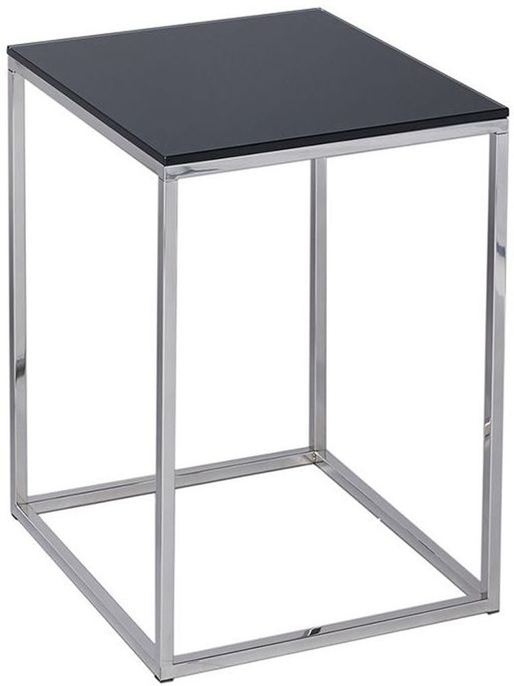 Gillmore Space Kensal Black Glass And Stainless Steel Square Side Table