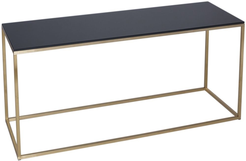 Gillmore Space Kensal Black Glass And Brass Tv Stand