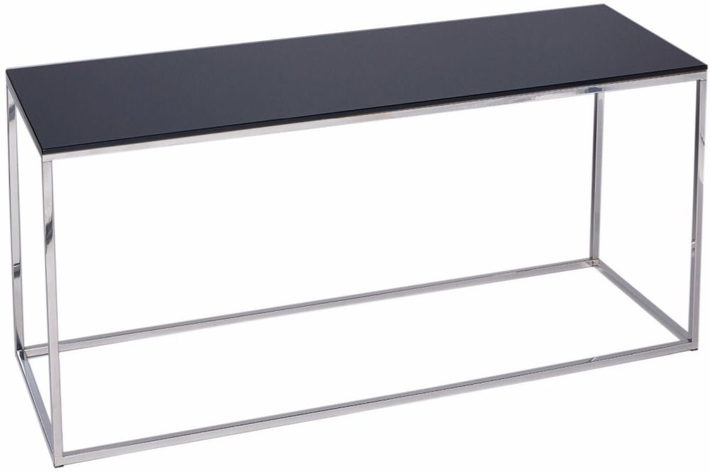 Gillmore Space Kensal Black Glass And Stainless Steel Tv Stand