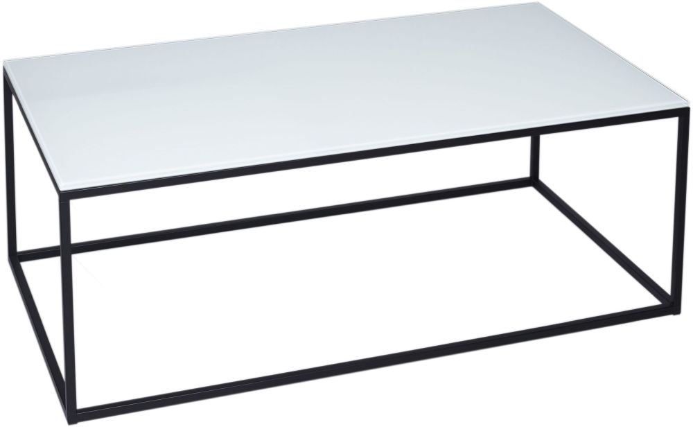 Gillmore Space Kensal White Glass And Black Rectangular Coffee Table