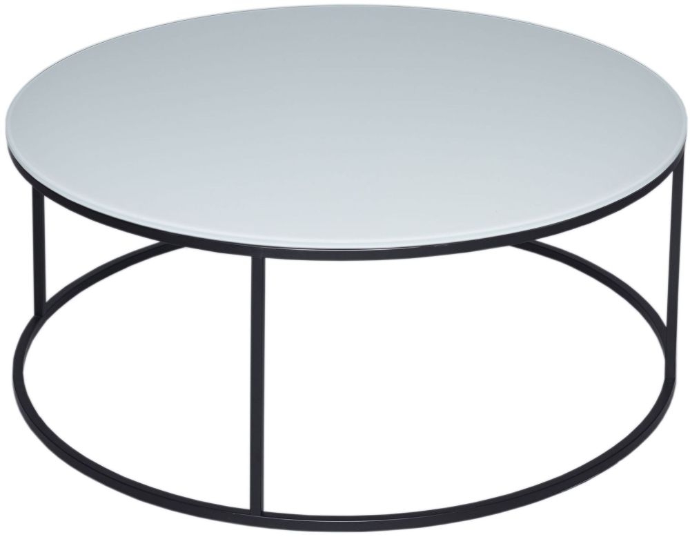 Gillmore Space Kensal White Glass And Black Round Coffee Table