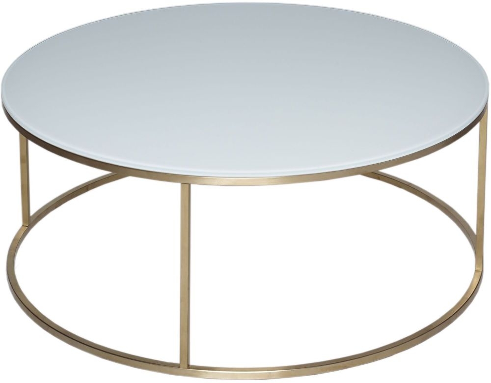 Gillmore Space Kensal White Glass And Brass Round Coffee Table