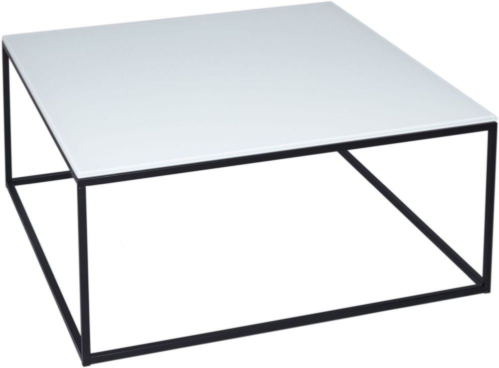 Gillmore Space Kensal White Glass And Black Square Coffee Table