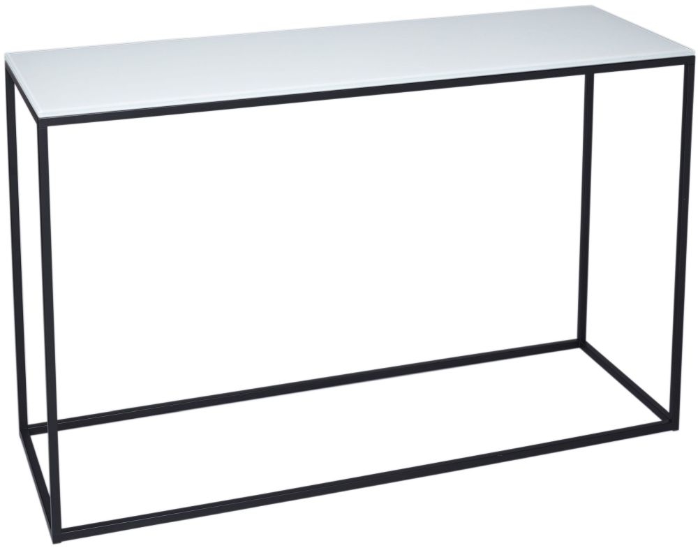 Gillmore Space Kensal White Glass And Black Console Table