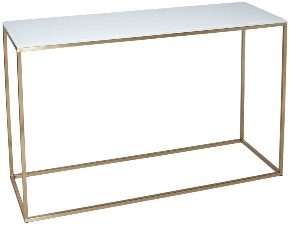 Gillmore Space Kensal White Glass And Brass Console Table