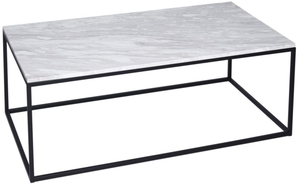 Gillmore Space Kensal White Marble And Black Rectangular Coffee Table