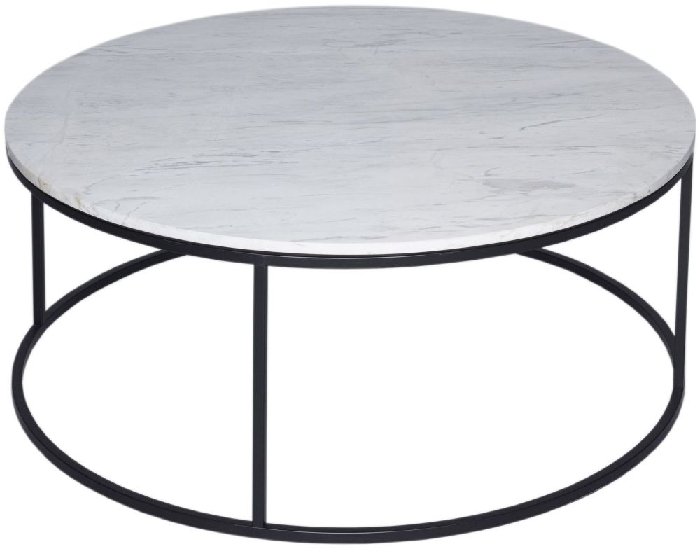Gillmore Space Kensal White Marble And Black Round Coffee Table