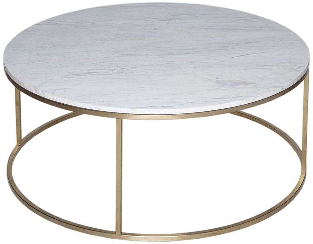 Gillmore Space Kensal White Marble And Brass Round Coffee Table