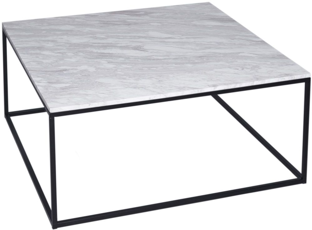 Gillmore Space Kensal White Marble And Black Square Coffee Table