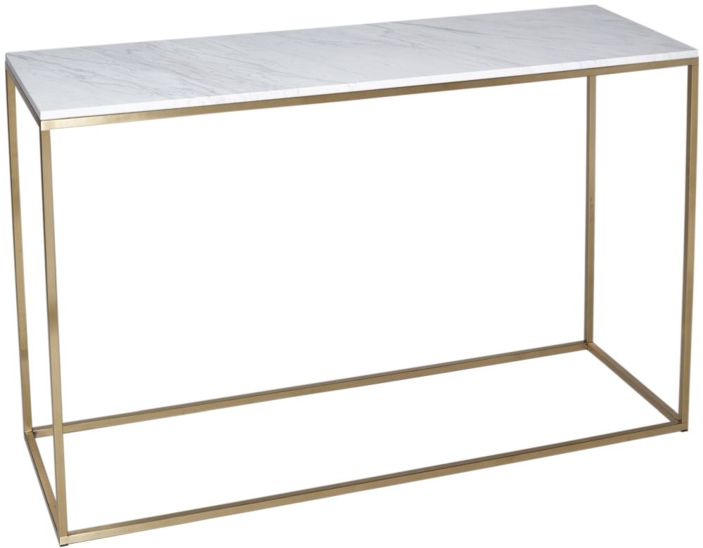 Gillmore Space Kensal White Marble And Brass Console Table