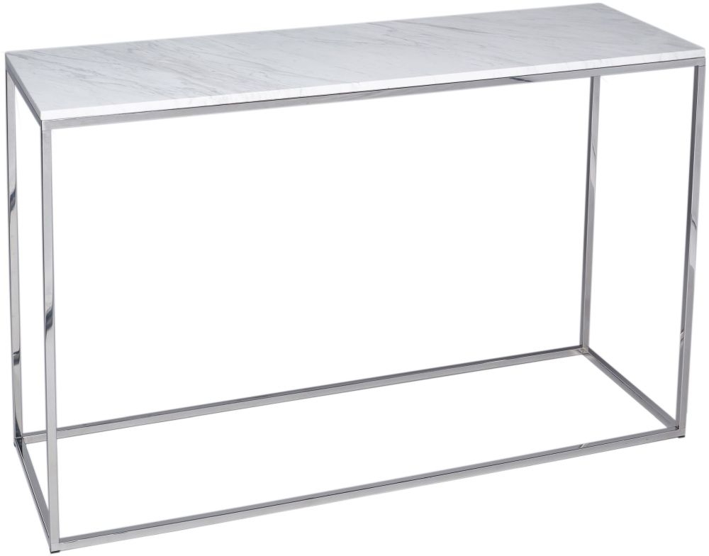 Gillmore Space Kensal White Marble And Stainless Steel Console Table