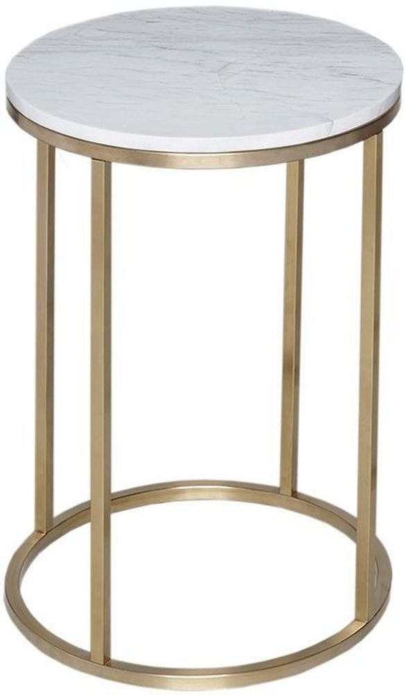 Gillmore Space Kensal White Marble And Brass Round Side Table