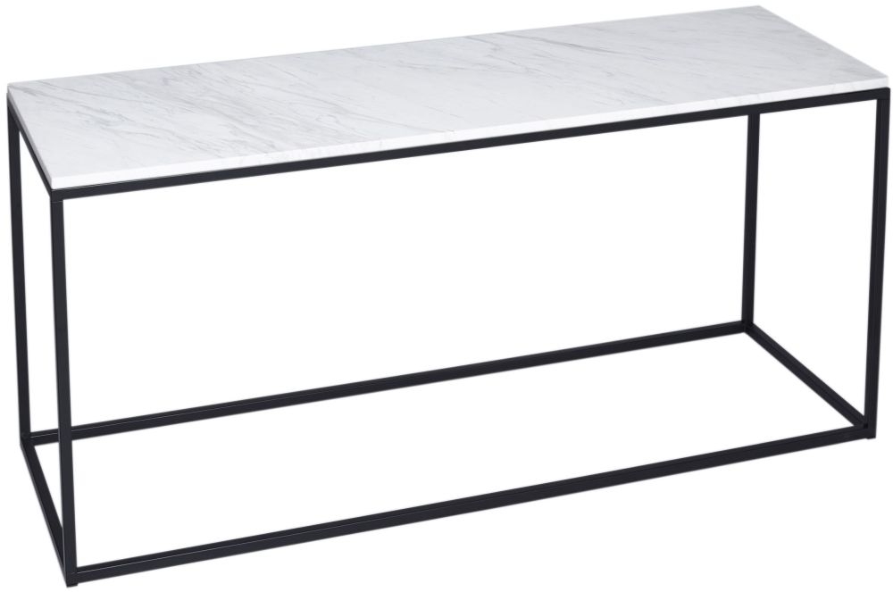 Gillmore Space Kensal White Marble And Black Tv Stand