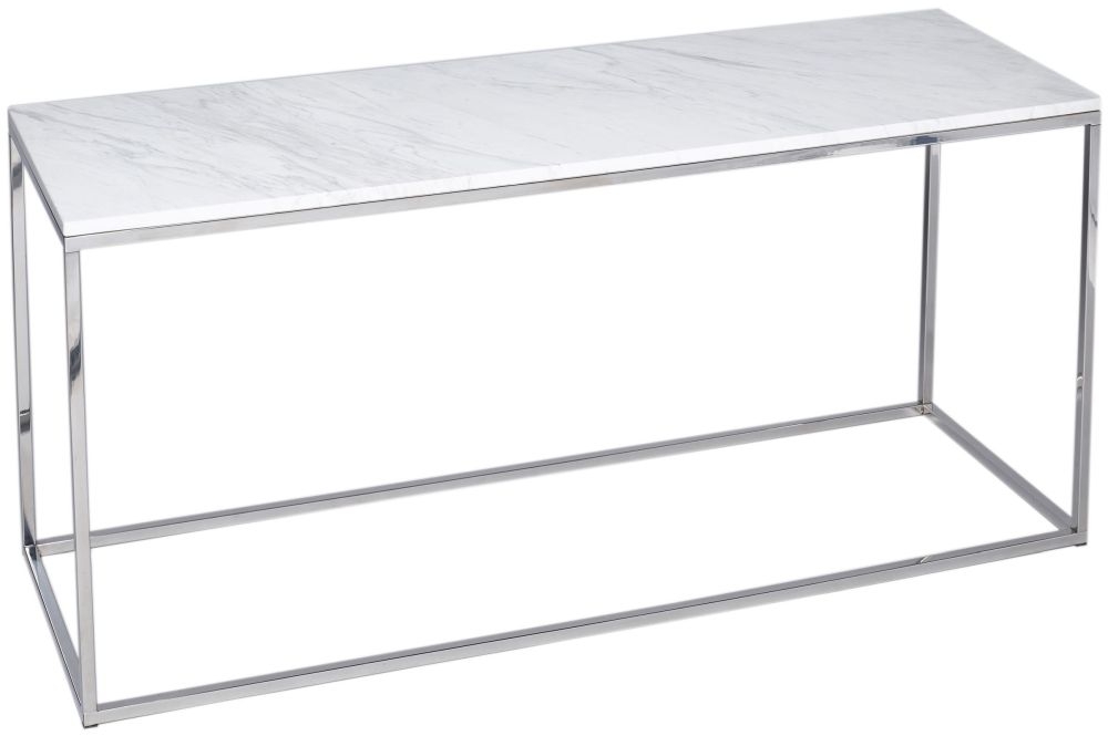 Gillmore Space Kensal White Marble And Stainless Steel Tv Stand