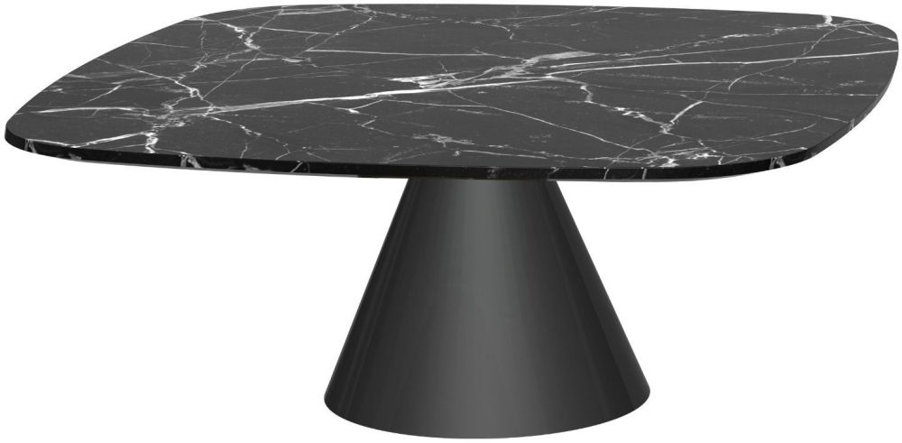 Gillmore Space Oscar Black Marble Small Square Coffee Table With Black Conical Base