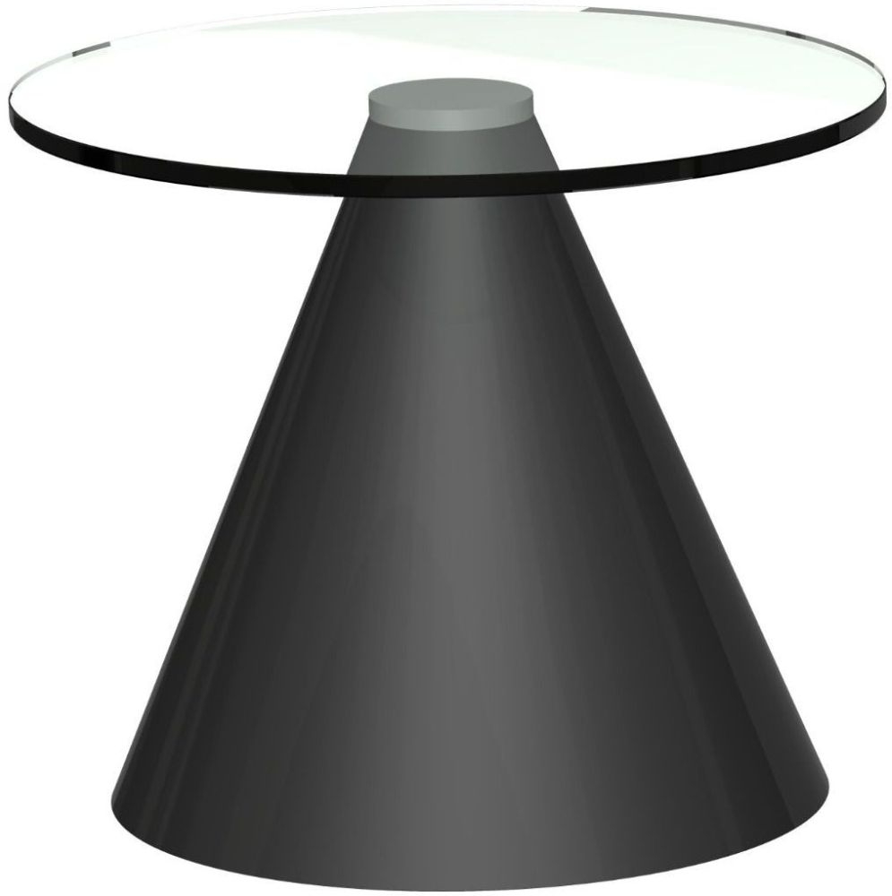 Gillmore Space Oscar Clear Glass Small Round Side Table With Black Conical Base