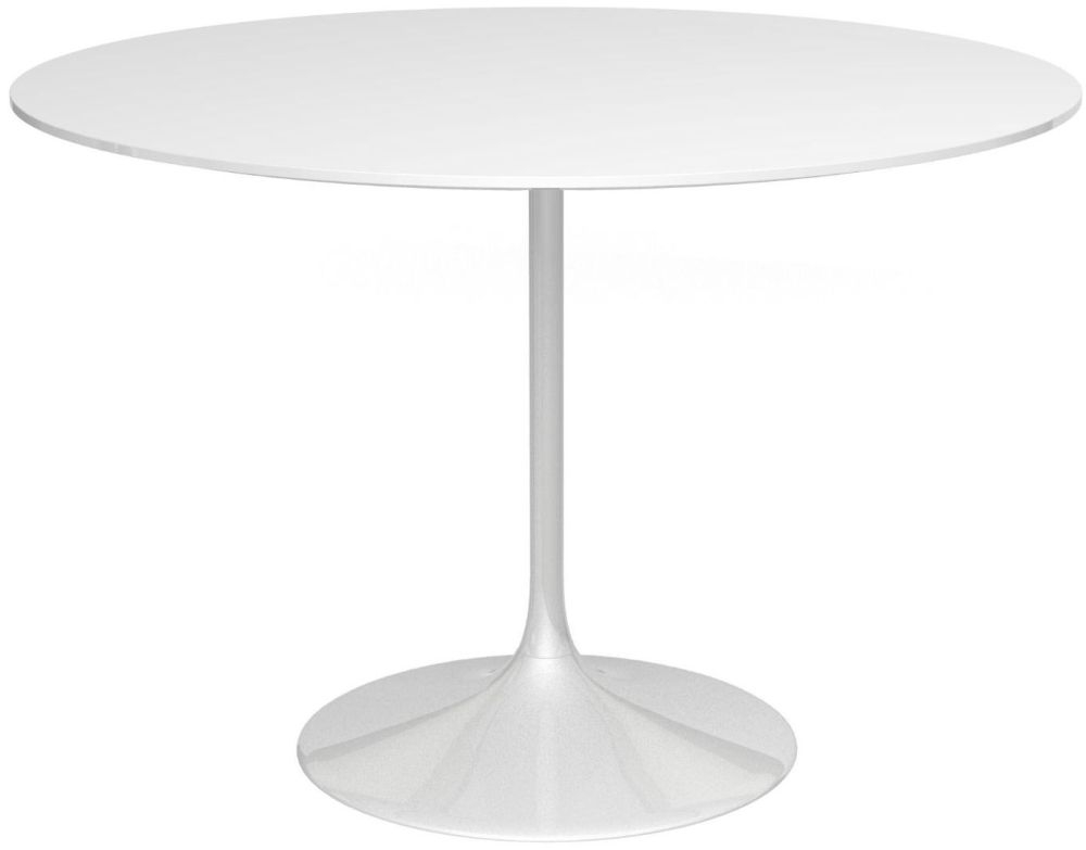 Gillmore Space Swan White Gloss Top 110cm Round Large Dining Table White Gloss Base