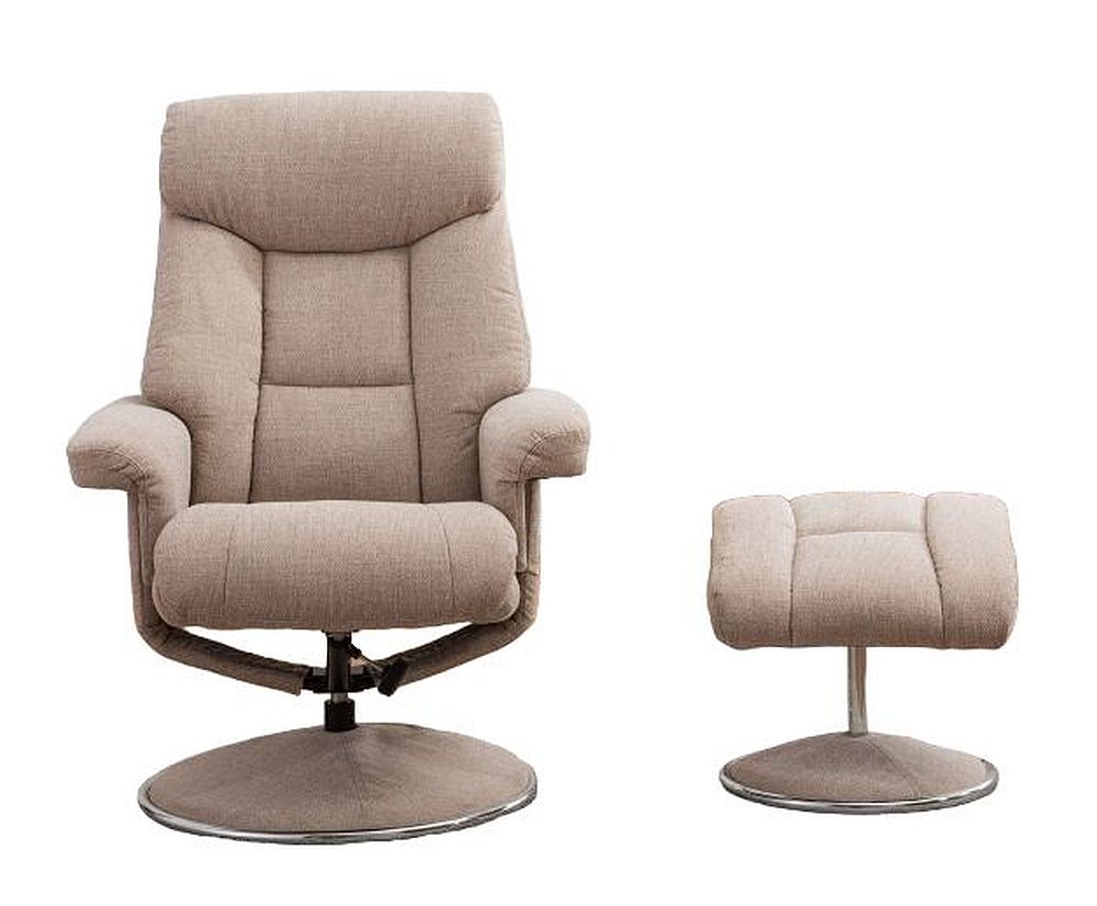 Gfa Biarritz Swivel Recliner Chair With Footstool Lisbon Wheat Fabric