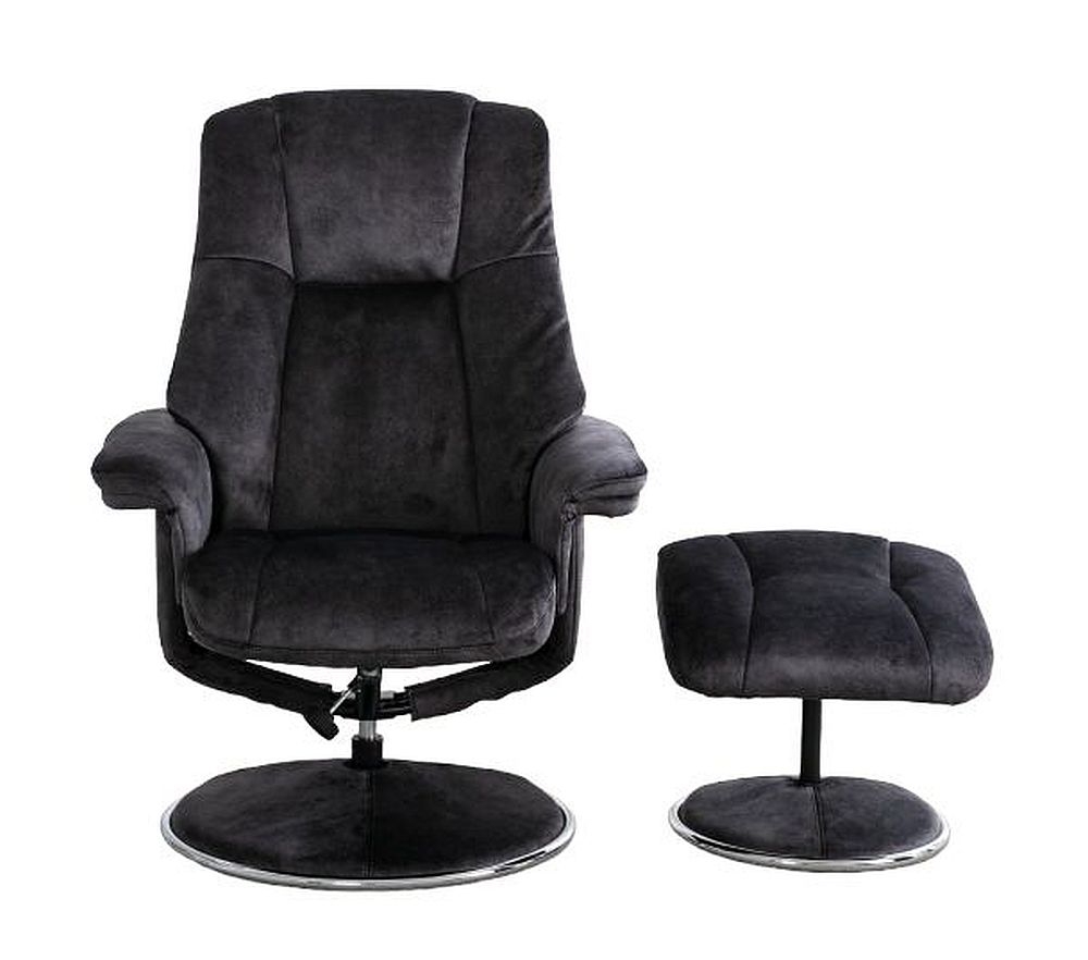 Gfa Denver Swivel Recliner Chair With Footstool Liquorice Fabric