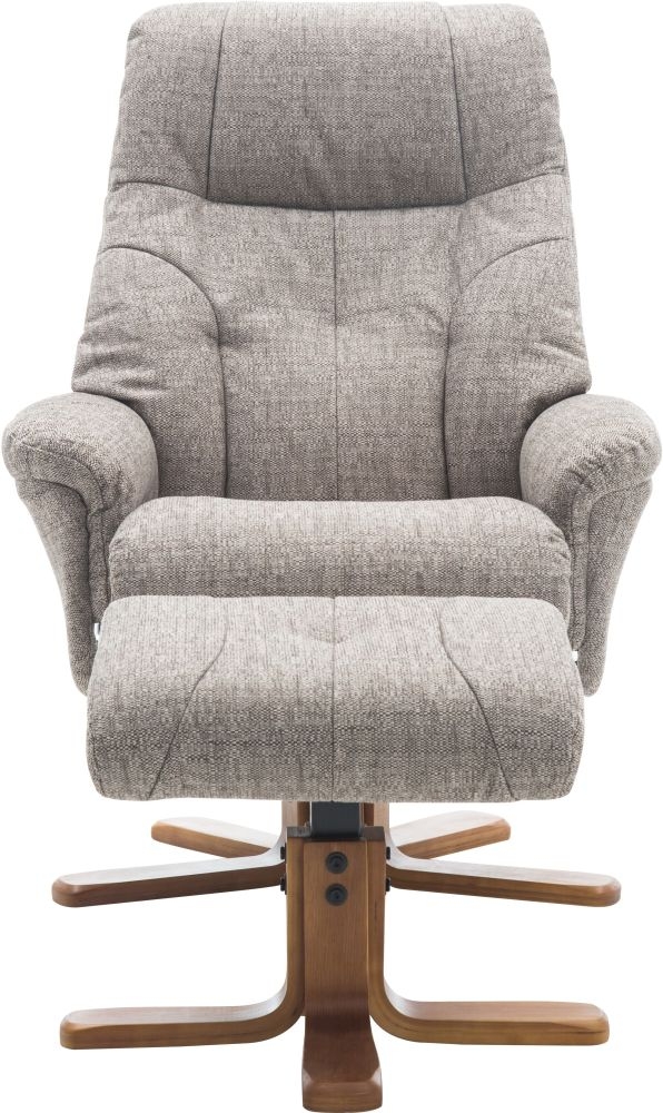 Gfa Dubai Swivel Recliner Chair With Footstool Lisbon Mocha Fabric