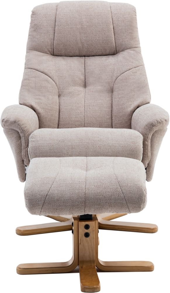 Gfa Dubai Swivel Recliner Chair With Footstool Lisbon Wheat Fabric