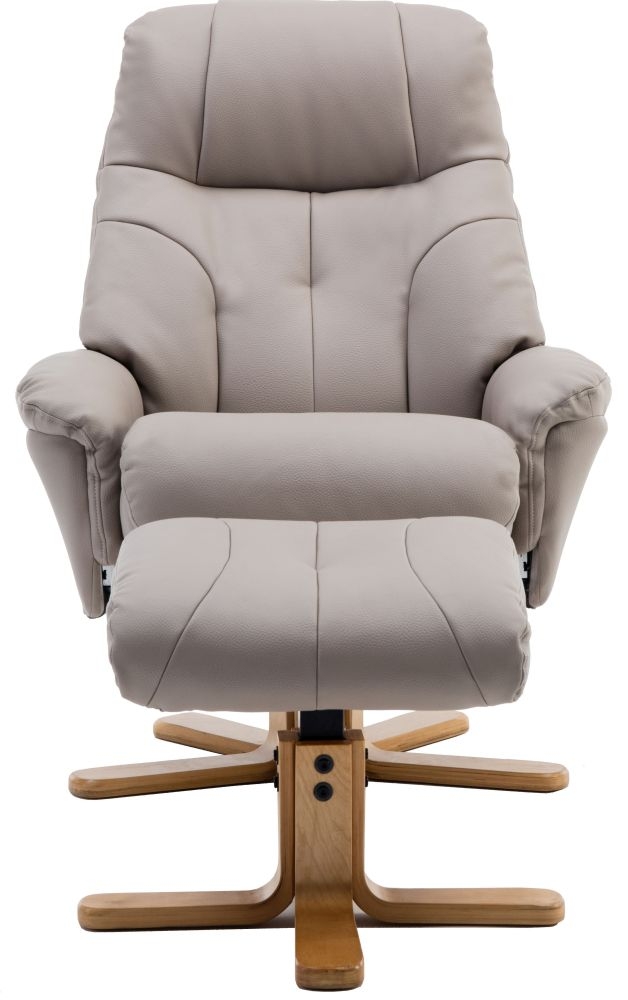 Gfa Dubai Swivel Recliner Chair With Footstool Pebble Plush Fabric