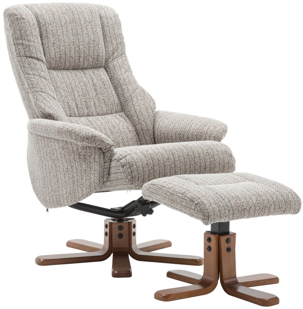 Gfa Florida Swivel Recliner Chair With Footstool Wheat Fabric