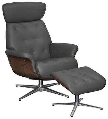 Gfa Nordic Swivel Recliner Chair With Footstool Charcoal Leather Match