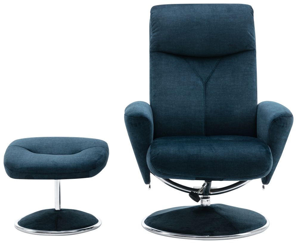 Gfa Paddington Swivel Recliner Chair With Footstool Deep Sea Fabric