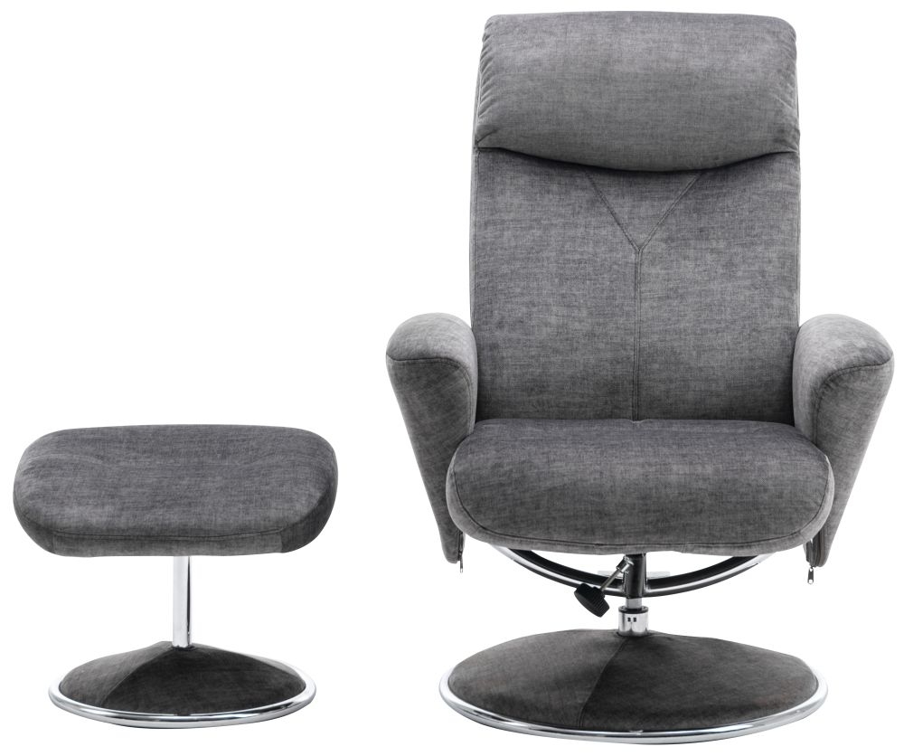 Gfa Paddington Swivel Recliner Chair With Footstool Graphite Fabric