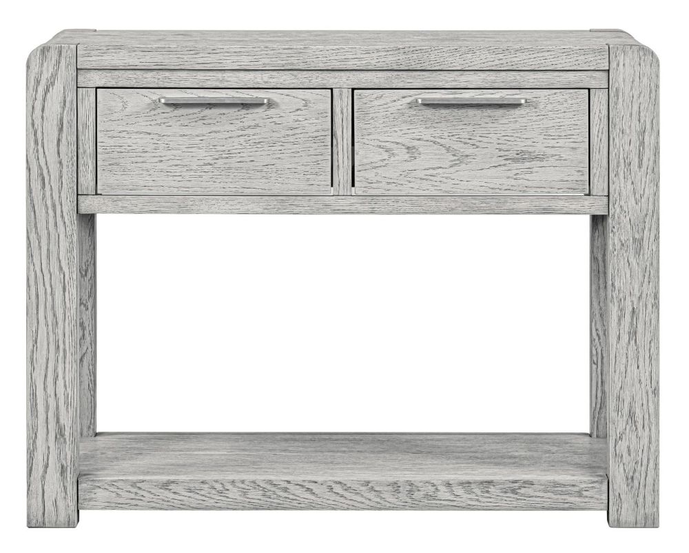 Amsterdam Grey Washed Oak Console Table 100cm Width With 2 Drawers