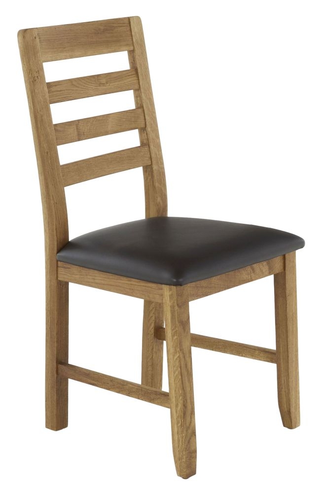 Bergen Brown Faux Leather Ladder Back Dining Chair Sold In Pairs