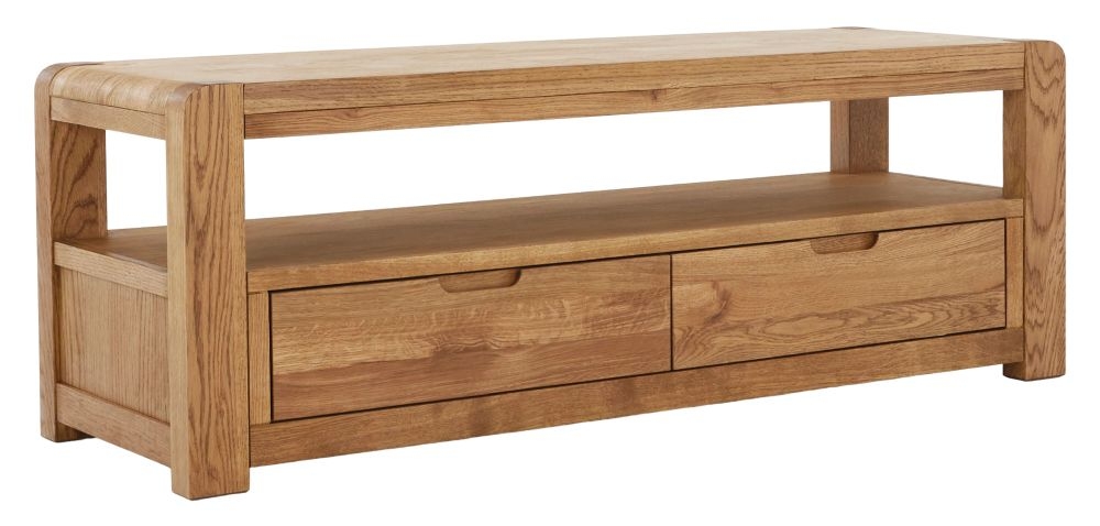 Bergen Oak Large Tv Unit 140cm W With Storage For Television Upto 55in Plasma