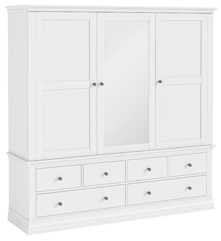 Bordeaux White 3 Door 6 Drawer Wardrobe