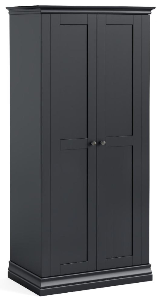 Bordeaux Charcoal Black 2 Door Hanging Wardrobe