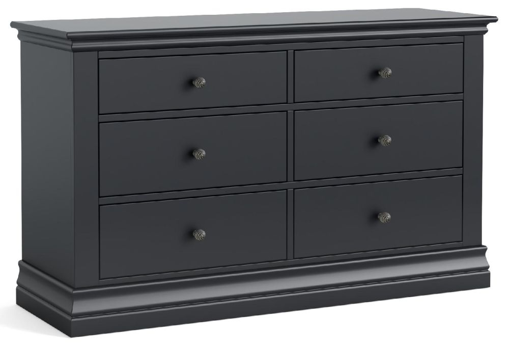 Bordeaux Charcoal Black 6 Drawer Chest