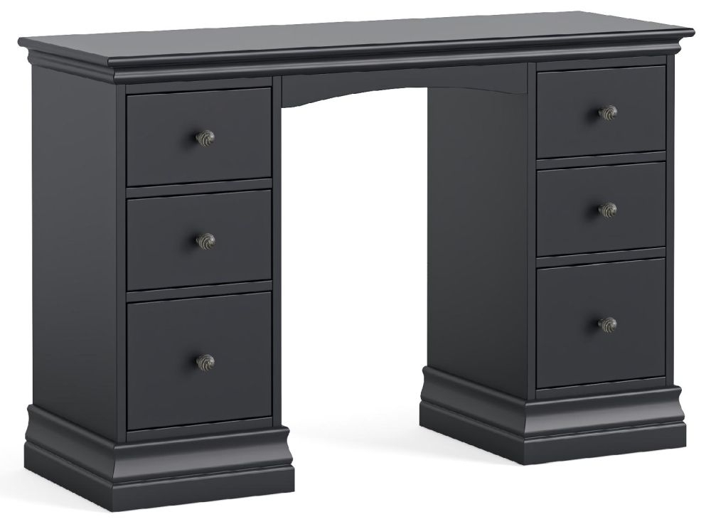 Bordeaux Charcoal Black Double Pedestal Dressing Table