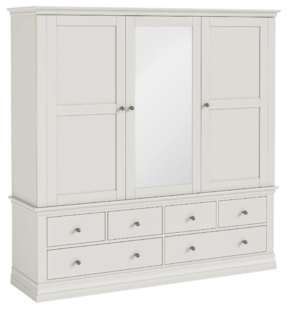 Bordeaux Cotton White 3 Door 6 Drawer Wardrobe