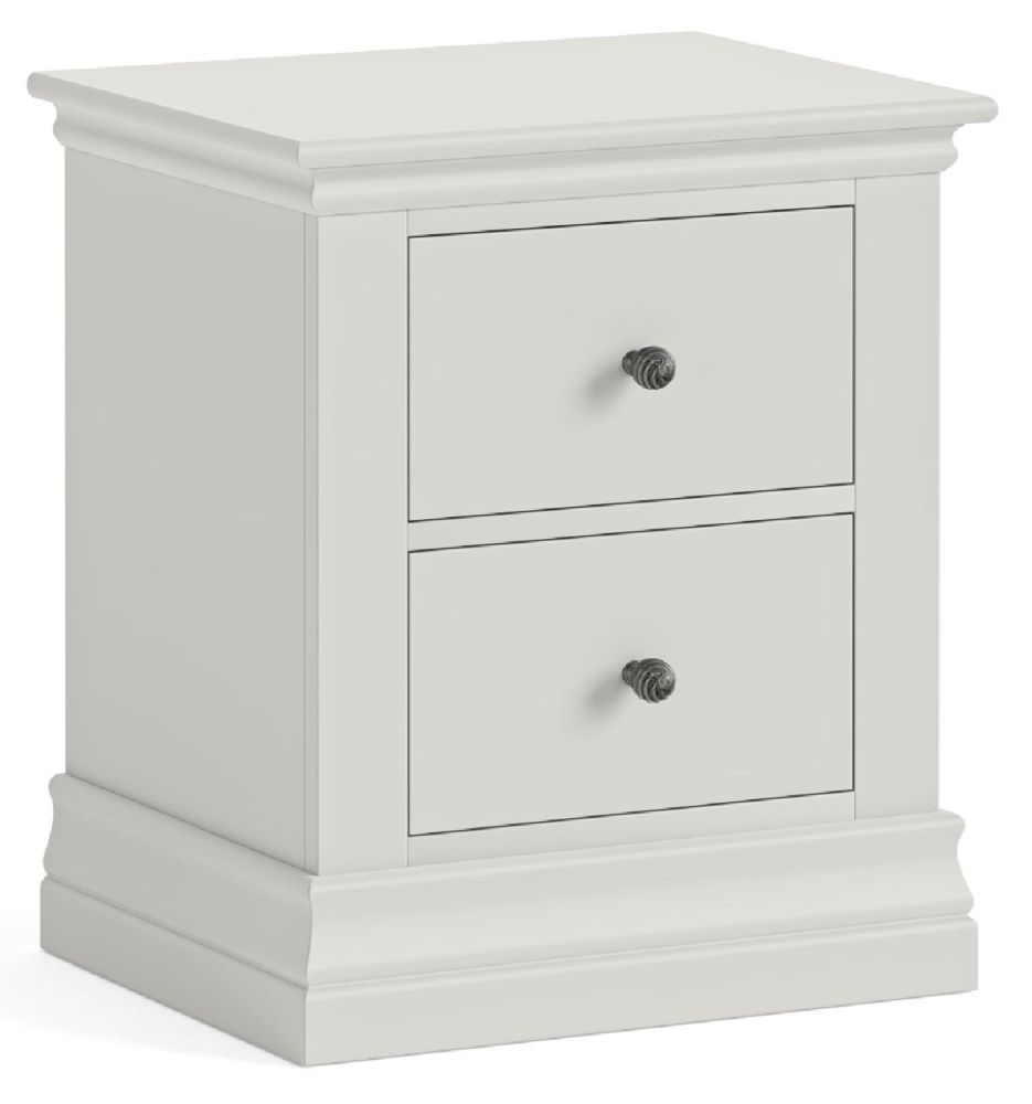 Bordeaux Cotton White Bedside Cabinet 2 Drawers