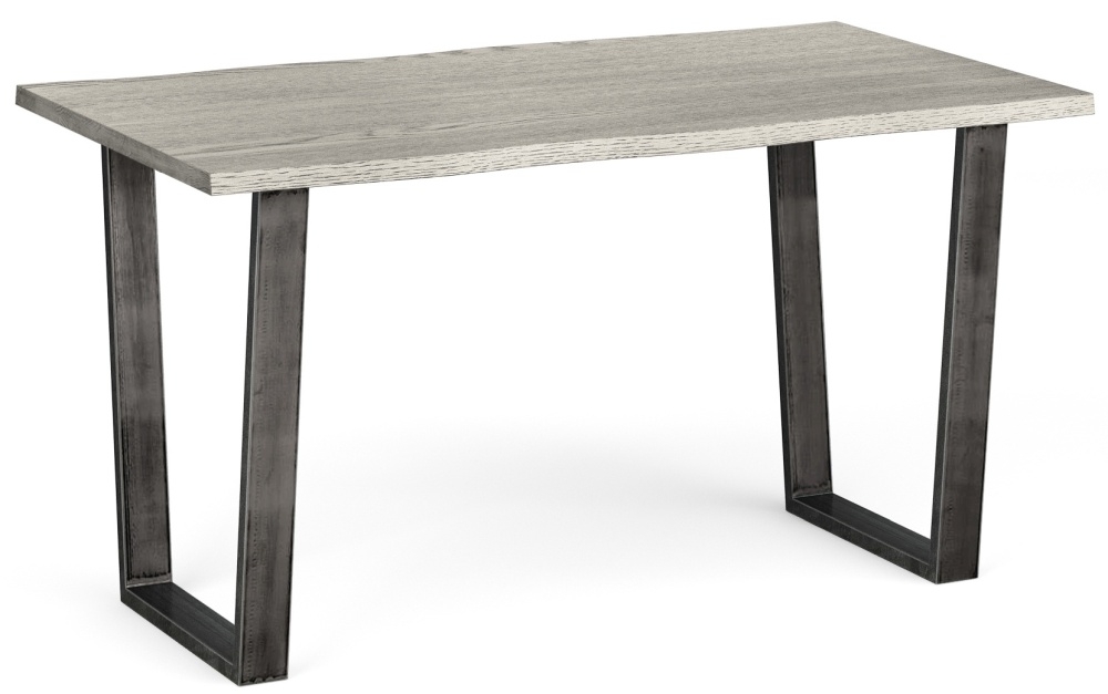 Brooklyn Grey Oak Dining Table Seats 4 To 6 Diners 140cm180cm Extending Live Edge Top With Industrial Style Black Metal U Legs