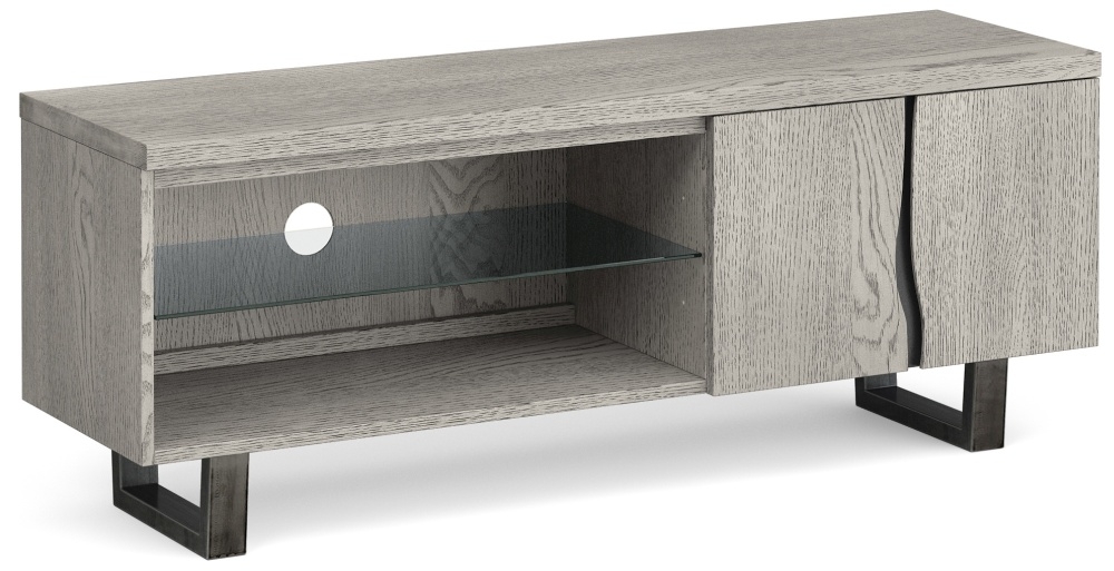 Brooklyn Grey Oak Large Tv Unit 130cm With Storage For Television Upto 50in Plasma